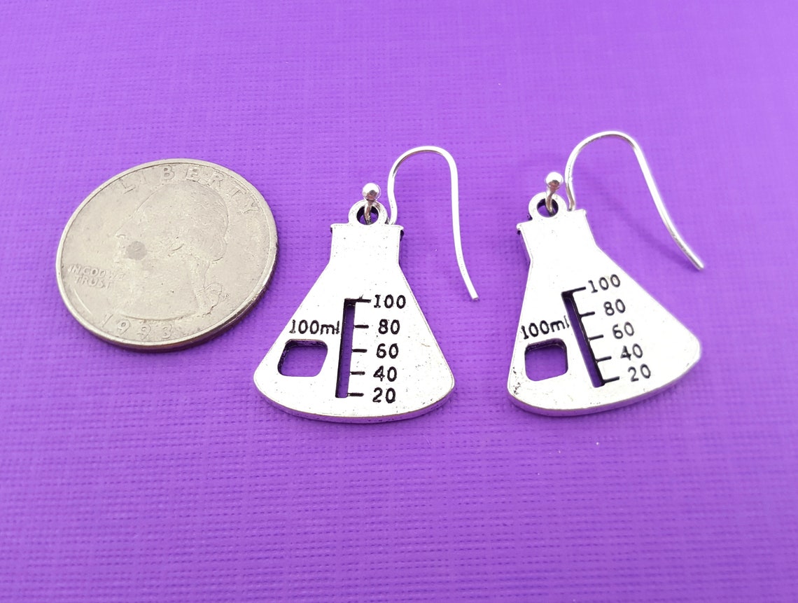 Beaker Earrings Science Earrings Sterling Silver Earrings Etsy