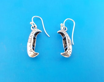 Canoe Earrings - Canoe Charms -  Sterling Silver Earrings - Silver Jewelry - Outdoor Earrings - Kayak Earrings - Kayaking Charms - Silver