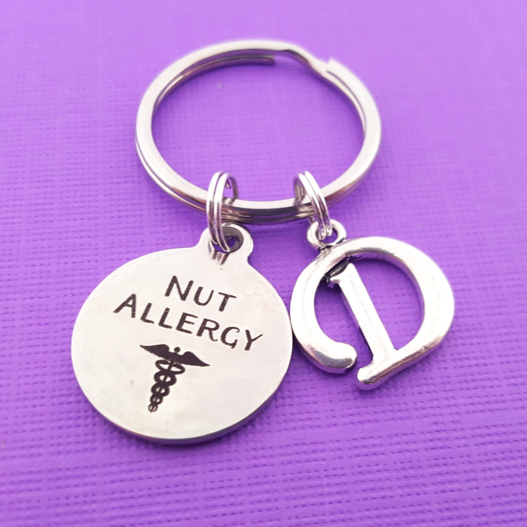 Nut Keychain Nut Allergy Keychain - Personalized Keychain - Initial Keychain ...