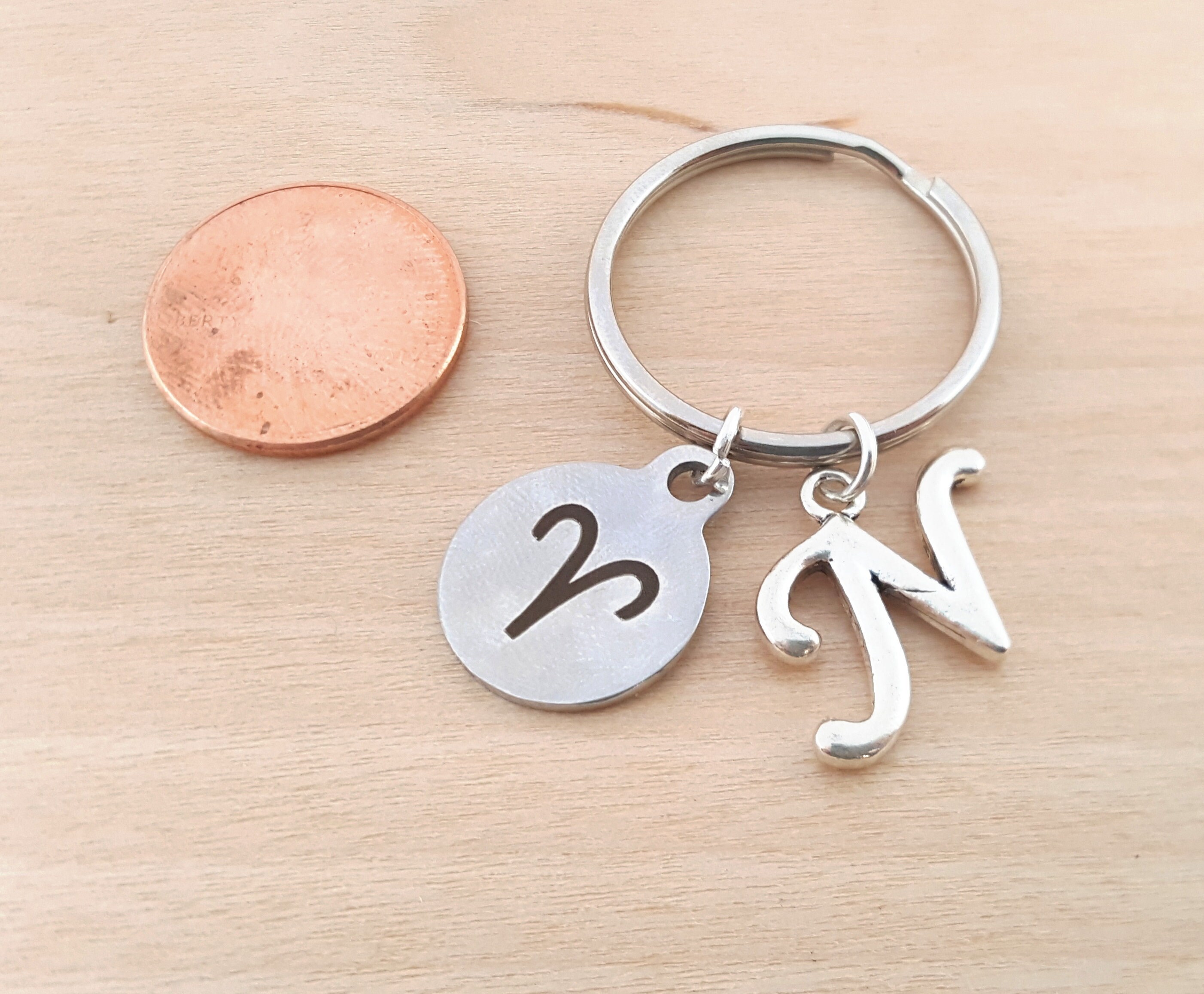Aries Key Chain - Zodiac Key Chain - Zodiac Sign - Personalized Initial ...