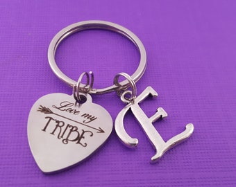 Love my tribe Charm - Personalized Key chain - Initial Key Chain - Custom Key Chain - Personalized Gift - Gift for Him / Her