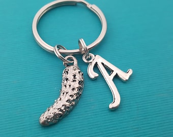 Pickle key Chain  -  Personalized Initial Keychain - Personalized Gift - Gift for Him- Hustle charm
