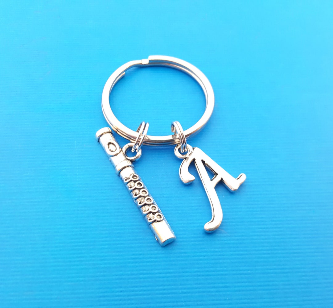 Flute Keychain Personalized Keychain Initial Keychain Band / Music Gift