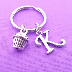 Cupcake Charm - Personalized Key chain - Initial Key Chain - Baking Gift - Key Chain - Gift - Custom KeyChain