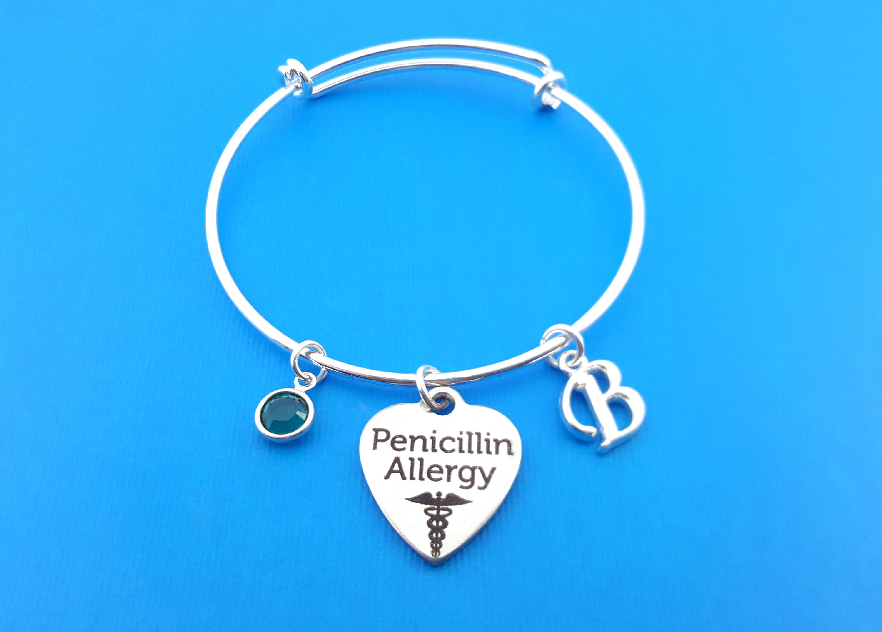 Penicillin Allergy Medical Alert Bracelet – Adjustable Stainless Steel – Engraved – UK