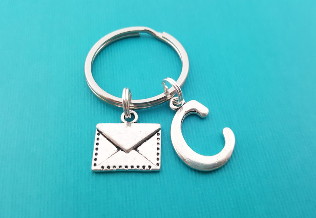 Envelope Keychain Personalized Key Chain Initial Key Chain Etsy