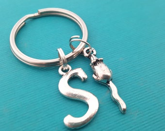 Mouse charm - Personalized Key chain - Initial Key Chain - Custom Key Chain - Personalized Gift - Gift for Him / Her