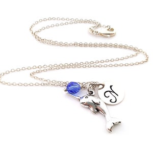 Narwhal Charm Necklace Personalized Initial Sterling Silver Custom Jewelry Gift For Her image 2