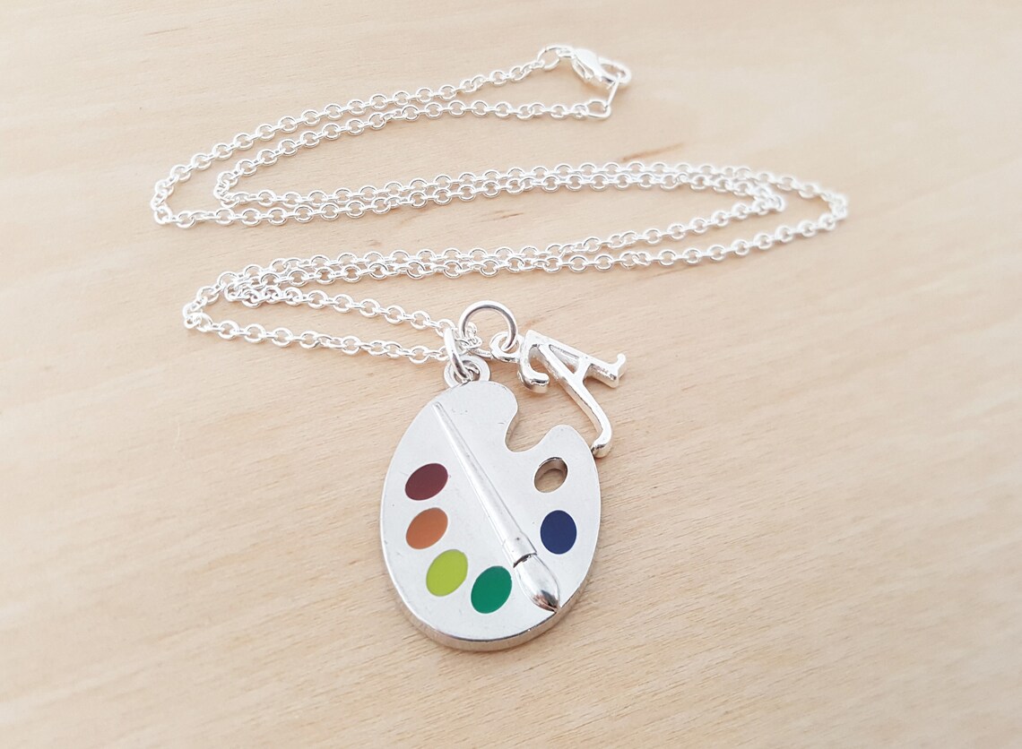 Paint Palette Charm Necklace Artist Charm Personalized Etsy