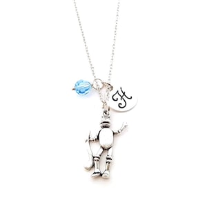 Tin Man Wizard of Oz Charm Necklace - Personalized Initial Sterling Silver Custom Jewelry - Gift For Her