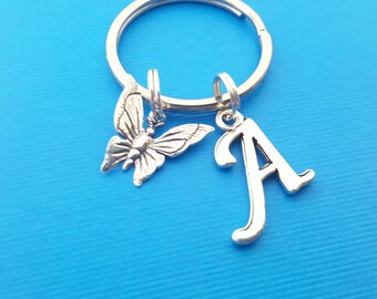 Butterfly Key Chain Charm - Personalized Key Chain - Initial Key Chain - Custom Key Chain - Personalized Gift - Gift for Him / Her