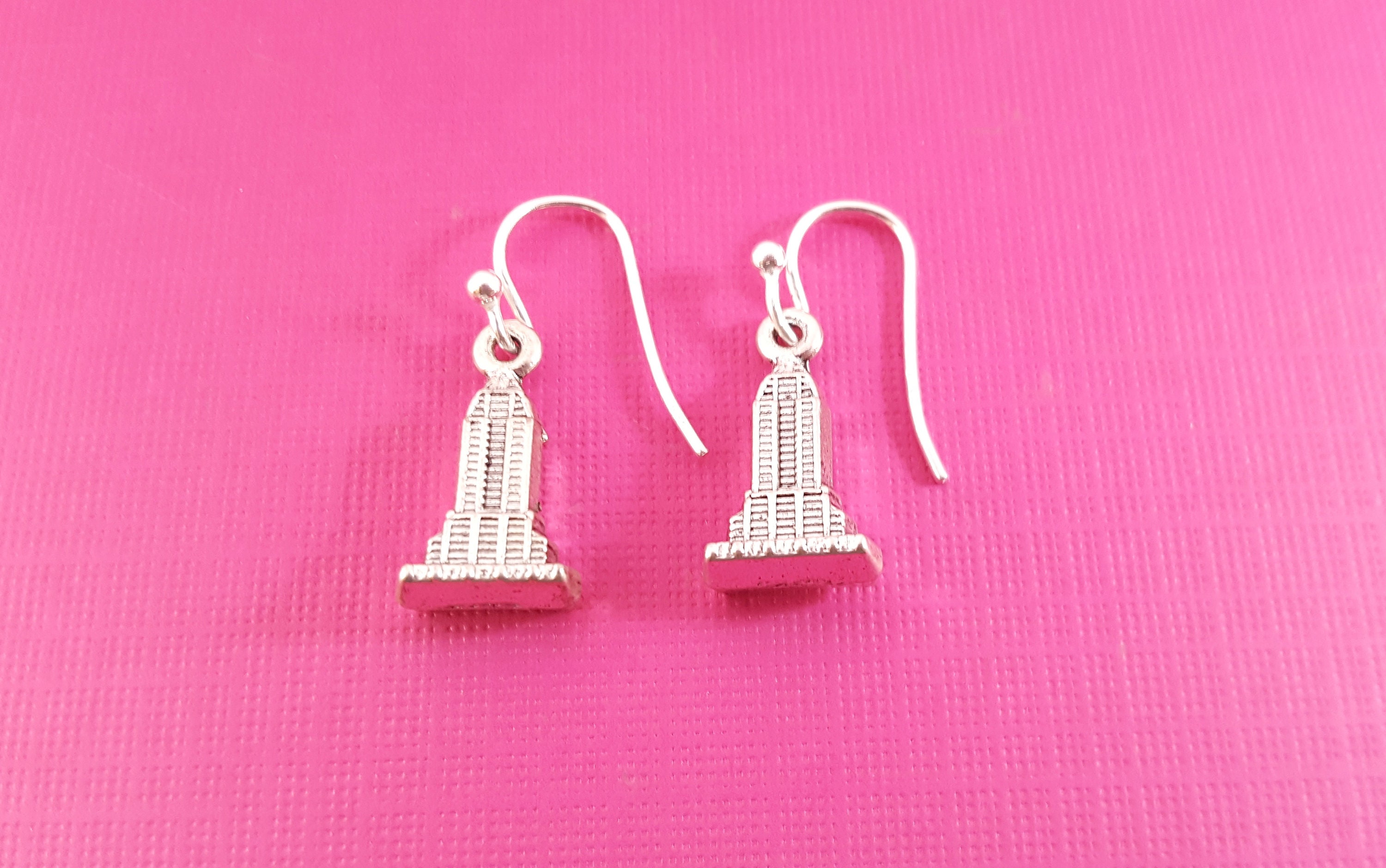 Empire State Buildings Earrings - NYC Charms -  Sterling Silver Earrings - Silver Jewelry - Silver Charms - Silver Empire State Building