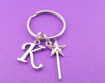 Magic wand keychain - Personalized Key chain - Initial Key Chain - Custom Key Chain - Personalized Gift - Gift for Him / Her