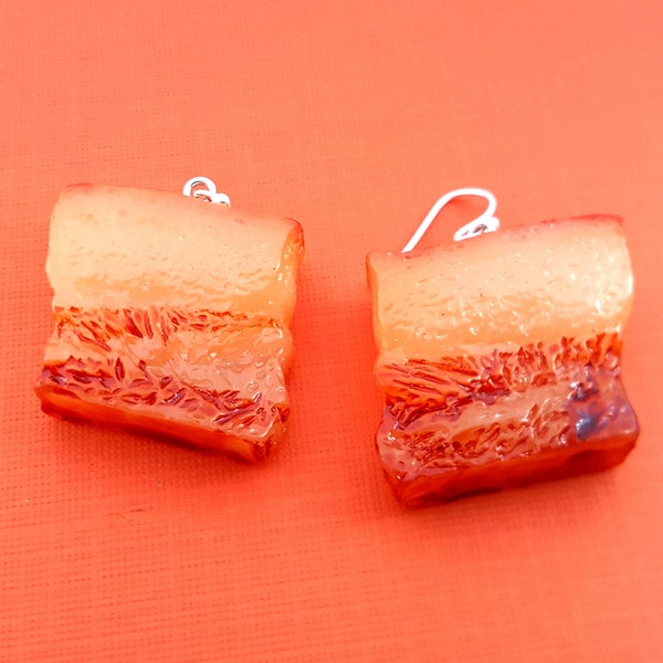 Bacon Earrings - Bacon Charm Earrings -  Sterling Silver Earrings - Silver Jewelry - Gift for Her - Bacon Charms  - Bacon Gifts - Bacon