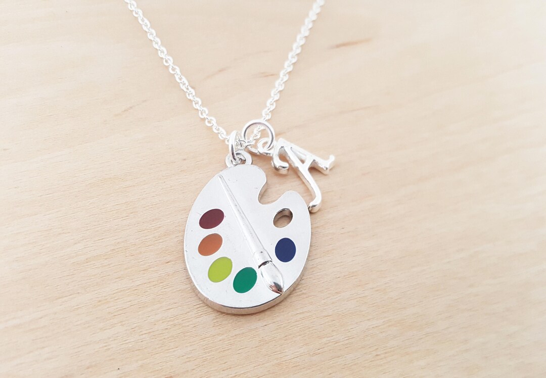 Paint Palette Charm Necklace Artist Charm Personalized - Etsy