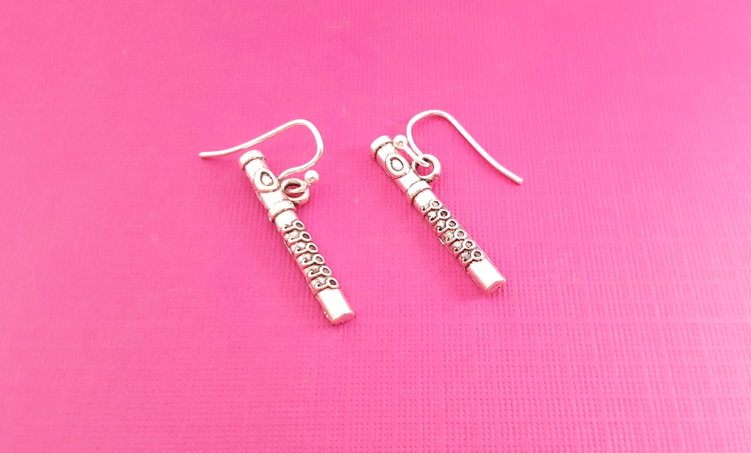 Flute Earrings Band Earrings Flute Charms Musician Earrings Band