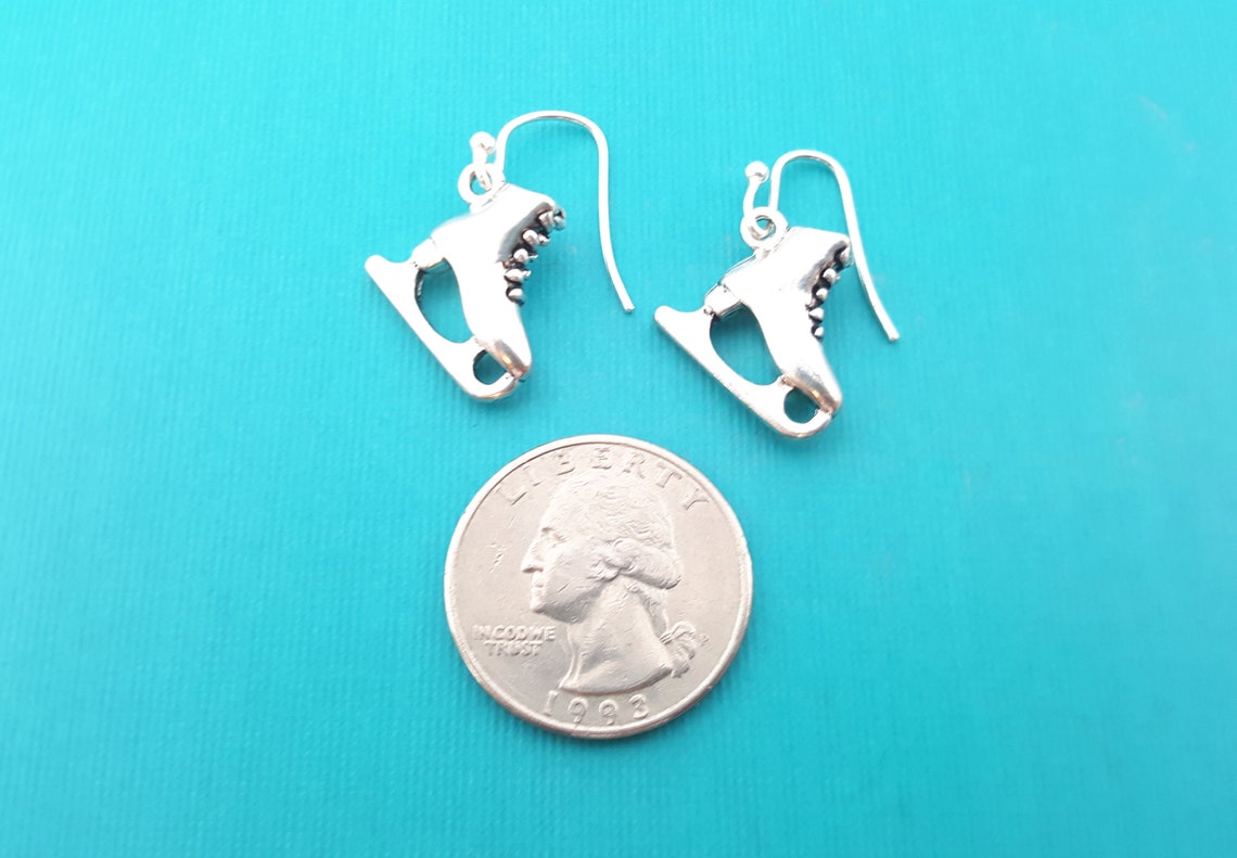Ice Skate Earrings Ice Skate Charms Sterling Silver Etsy