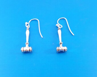 Gavel Earrings - Gavel Charms -  Sterling Silver Earrings - Silver Jewelry - Silver Gavel Charms - Silver Gavel Earrings - Silver Gavel