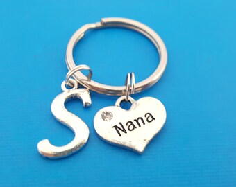 Nana charm - Personalized Key chain - Initial Key Chain - Custom Key Chain - Personalized Gift - Gift for Him / Her