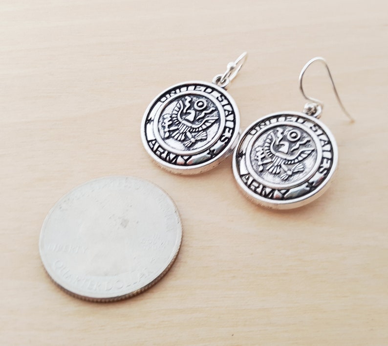 Army Earrings Military Charm Earrings Sterling Silver Etsy