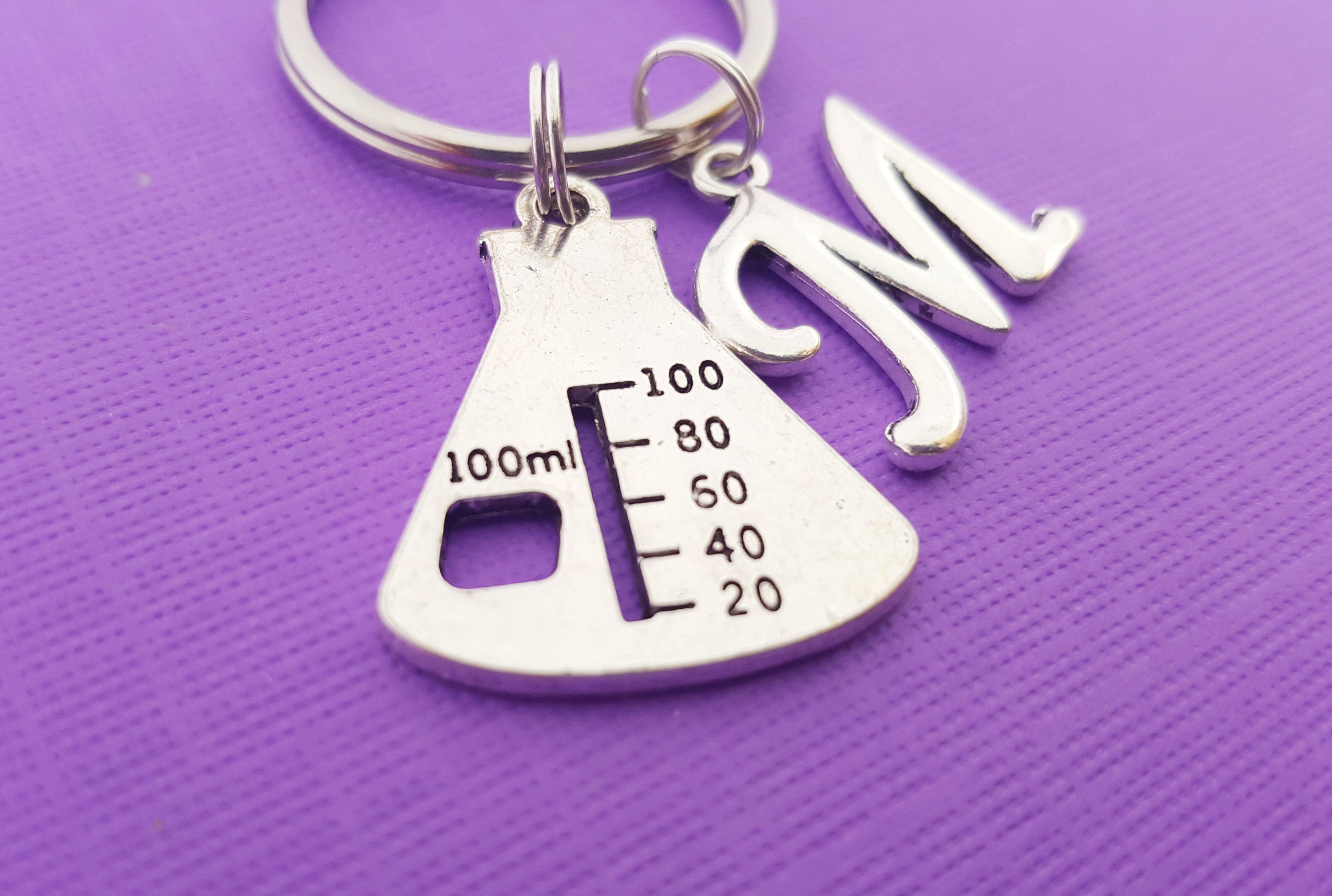 Beaker Keychain Chemistry Charm Personalized Key Chain Etsy