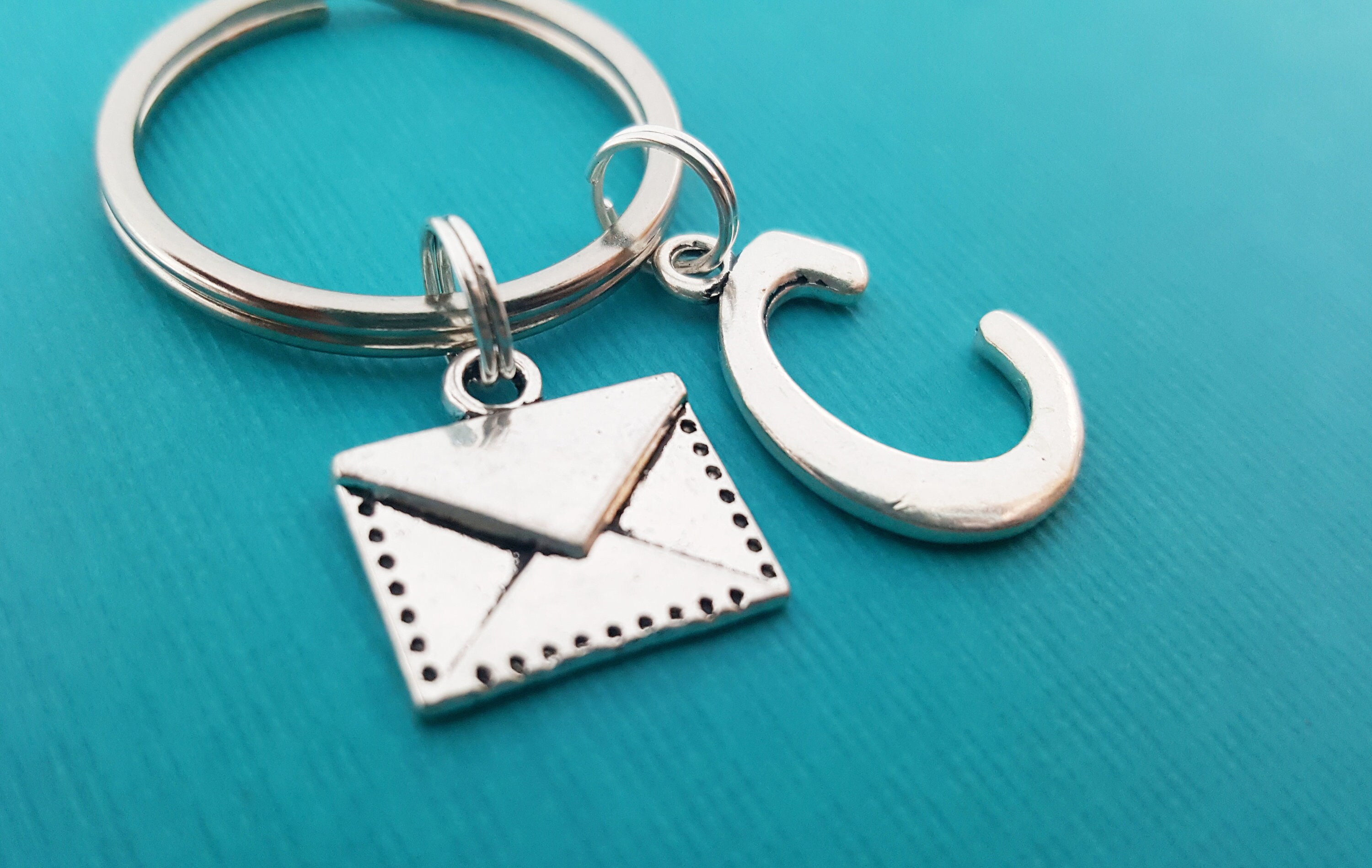 Envelope Keychain Personalized Key Chain Initial Key Chain Etsy