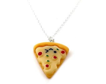 Pizza Slice Silver Necklace - Foodie Charm Handmade Jewelry - Gift for Her