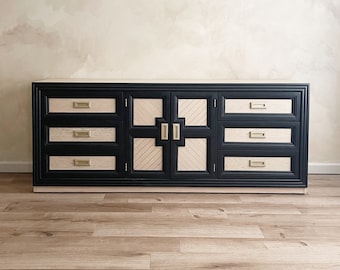 Black and Natural Wood Dresser