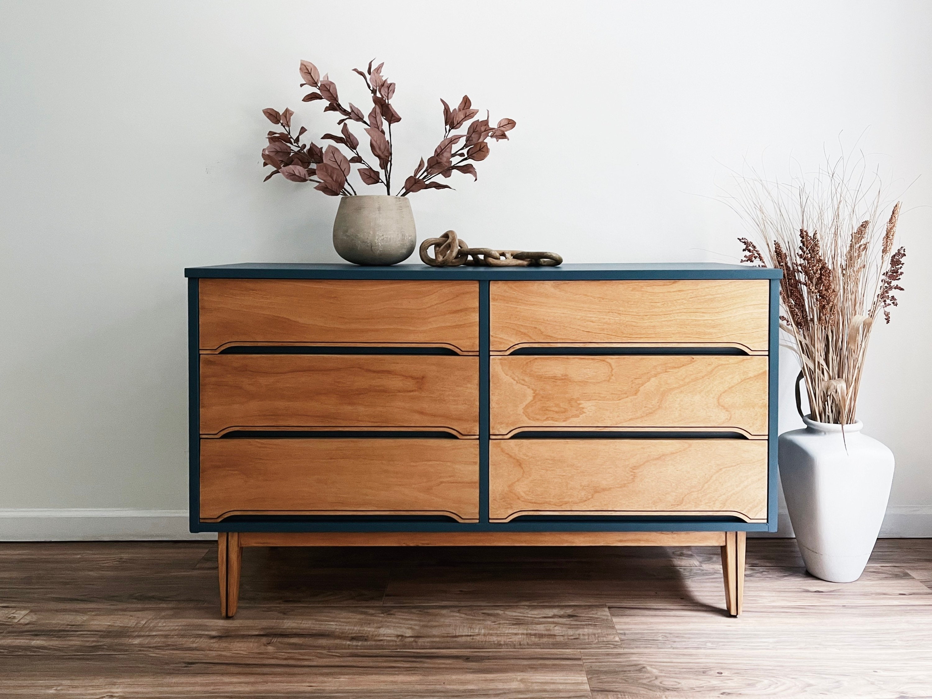 Two tone mid century cheap dresser