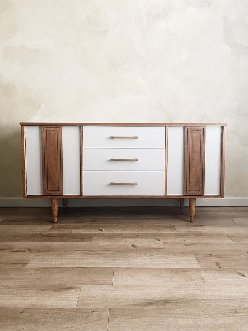 Two-Tone Sideboard Buffet Credenza image 1