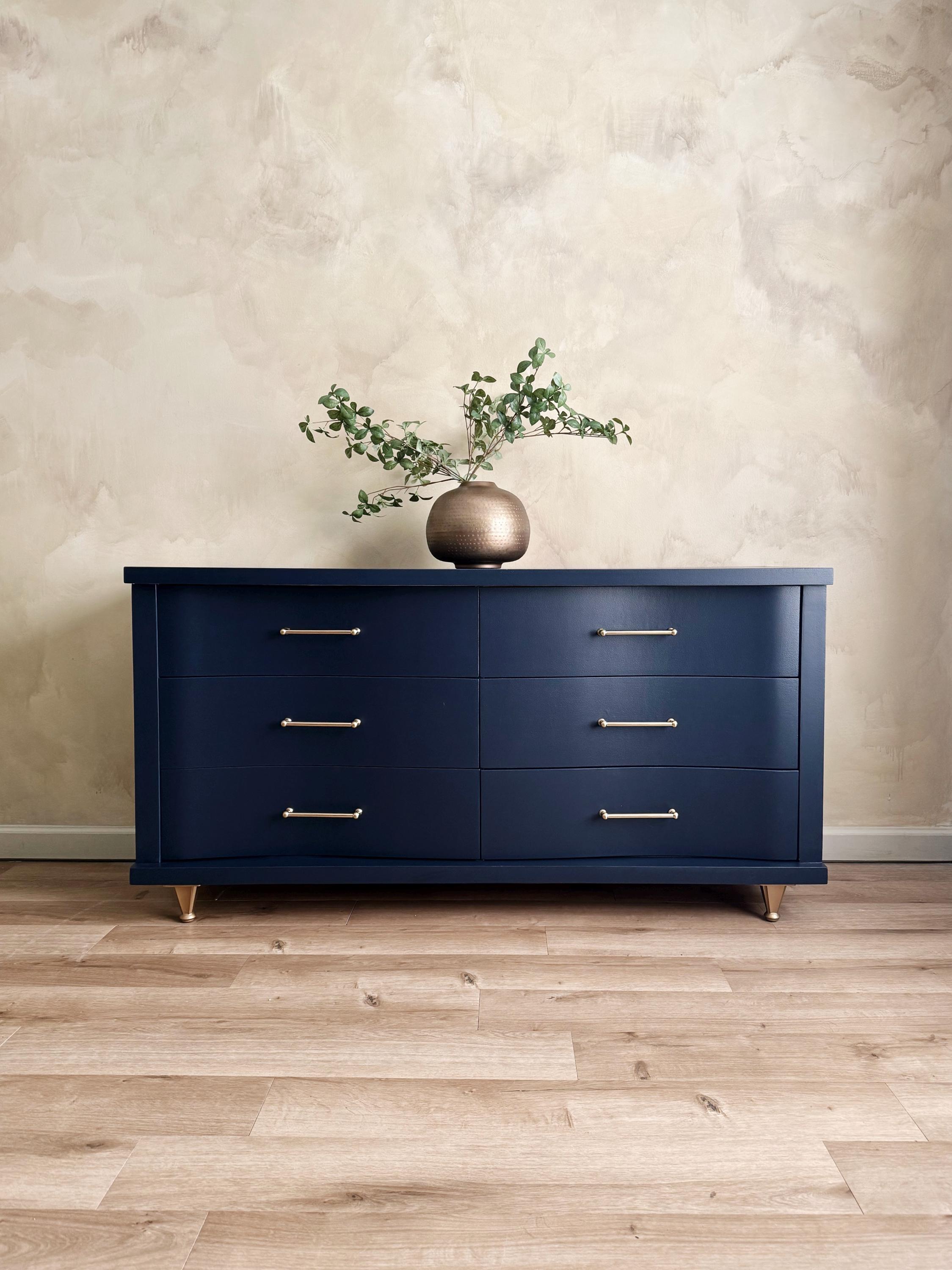 Navy Blue Mid-century Modern Dresser - Etsy