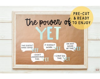 The Power of Yet Growth Mindset Bulletin Board | Teacher Premade Cutout Set, Motivational bulletin board Kit, Classroom Decoration