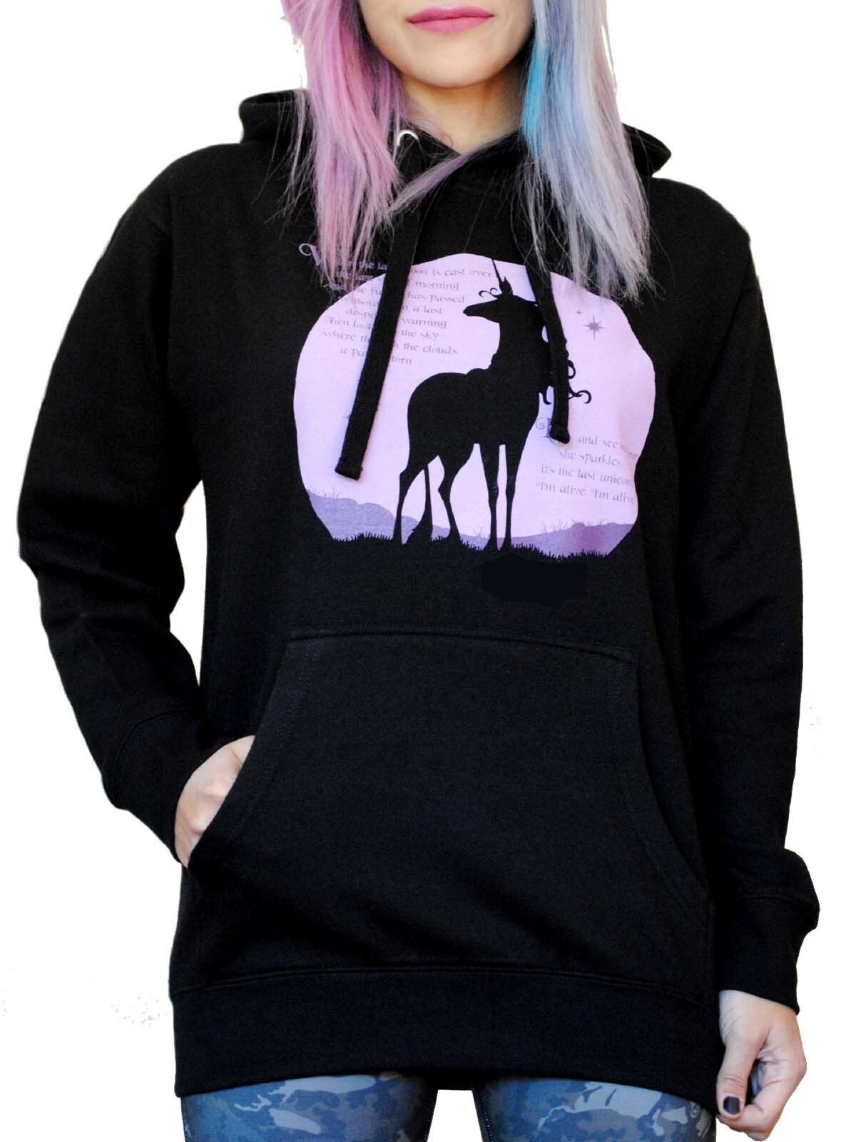 Black unicorn hoodie Etsy