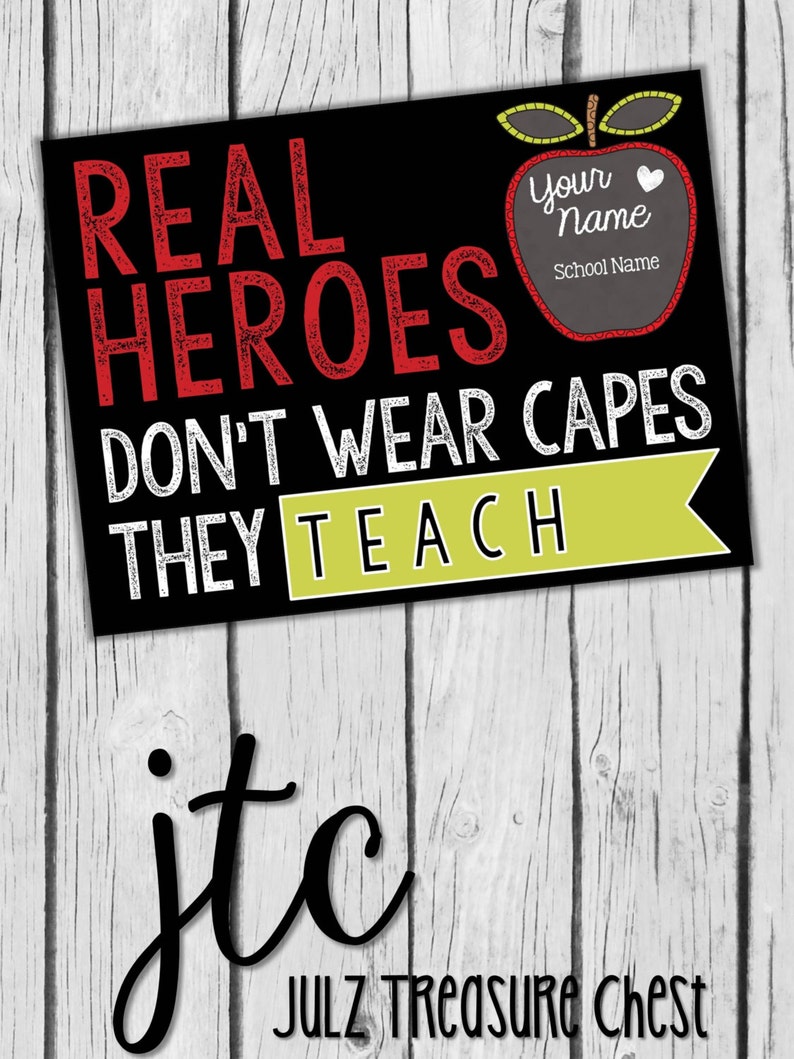 Real Heroes Don't Wear Capes They Teach Quote 8X10 | Etsy
