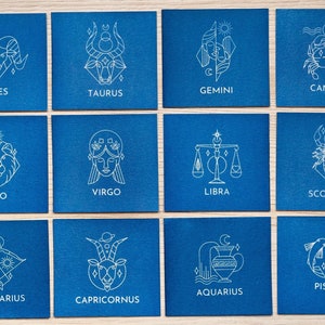 Stencil cianotipia, kit cianotipia solo stencil, stencil cianotipia segni zodiacali, fai da te, stampa cianotipia, kit artigianale, segni zodiacali
