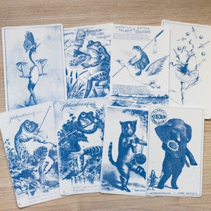 Cyanotypie Schablonen, Bastelpackung, Set nur Schablonen, Cyanotypie Druck, Bastelset, Vintage Tiere Schablonen, Vintage Cyanotypie Schablonen Set