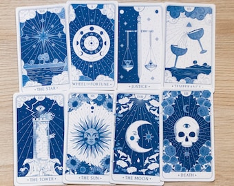 Tarot Card Cyanotype Stencils | Moon, Sun, Star, Wheel of Fortune | Mystical Witchy Gift