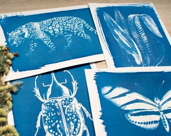 Cyanotype stencils, cyanotype kit alleen stencils, doe-het-zelf, cyanotype print, diy kit, ambachtelijke kit, zonne-printkit alleen stencils