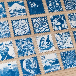 Stencil cianotipia, kit fai da te per stampa solare, kit cianotipia, kit di artigianato per adulti, francobolli cianotipia, crea i tuoi francobolli postali