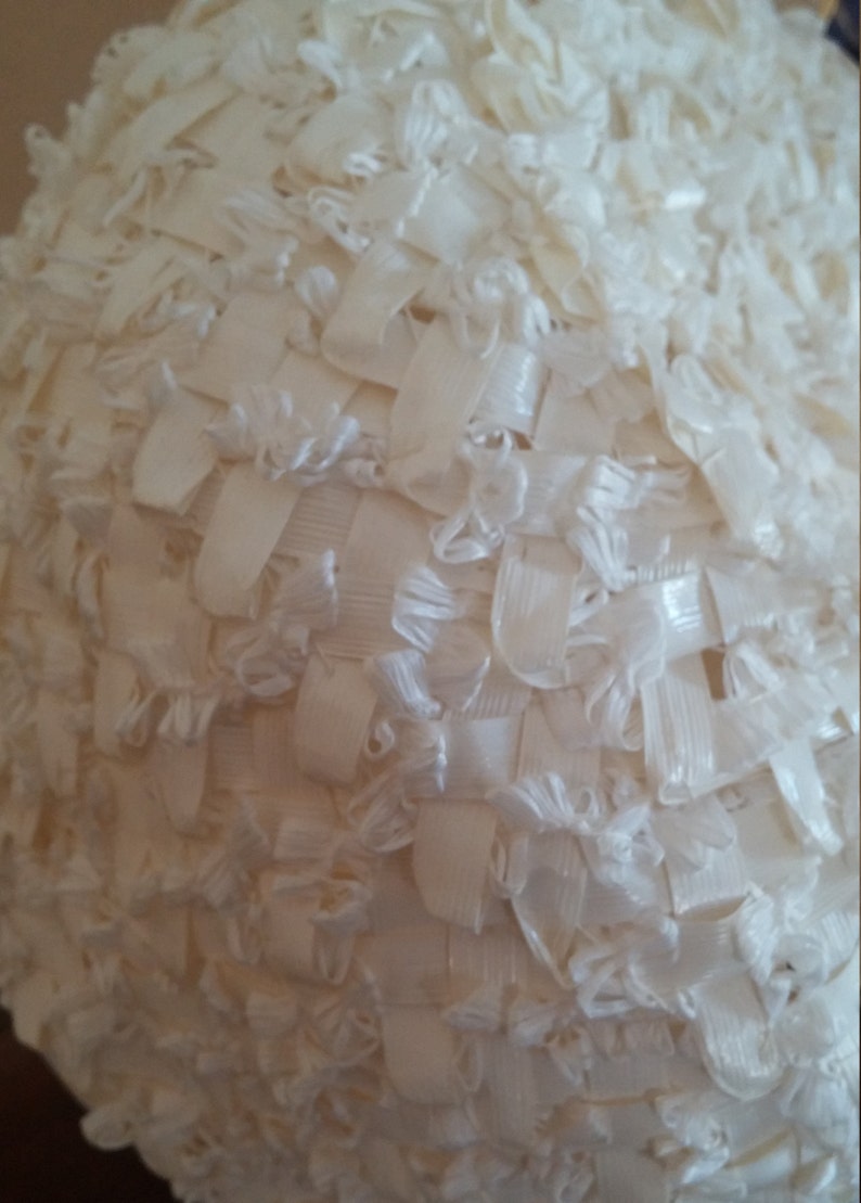 Vintage Ivory White Plastic Woven Pillbox Hat by Julie Inc Detroit
