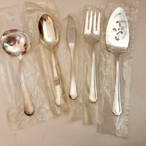 NOS Oneida Silverplate 5 Piece Hostess Serving Set Discontinued Pattern Clairhill-Fairhill Dining Every Day Formal Flatware Silverware