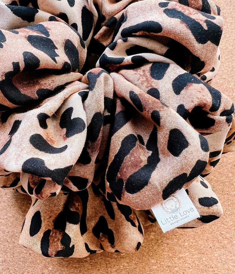 Cheetah scrunchie I XL scrunchie I gifts for her I mothers day gift leopard print scrunchie image 5
