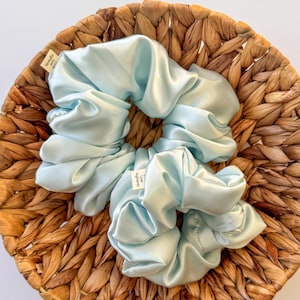 Ice Blue Satin Scrunchie I XL scrunchies I gift for her | bridesmaids gift | birthday gift