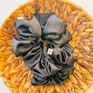 Black Satin Scrunchie I XL scrunchie I bridal party I wedding style | gift&#39;s for her
