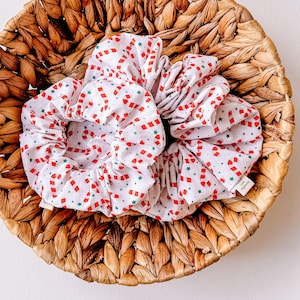 Handmade Candy Cane Scrunchie: Christmas Cotton Hair Tie