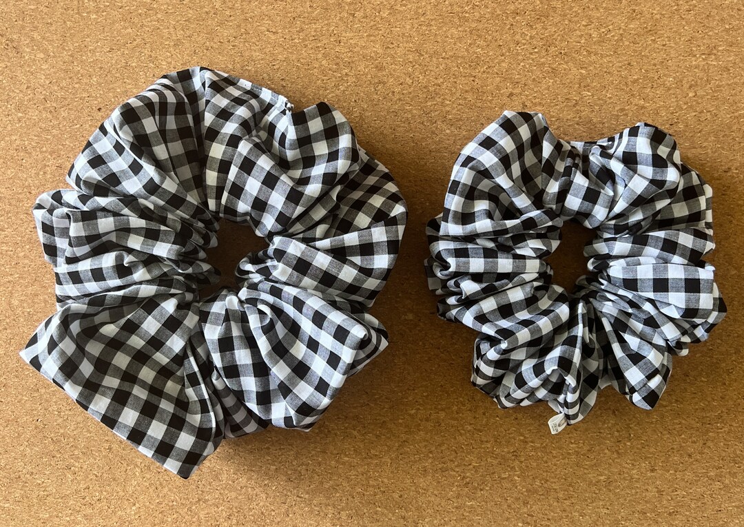 Black & White Gingham Scrunchie Gingham Mini Me Gifts for Her XL Scrunchie Free Shipping - Etsy