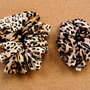 Cheetah scrunchie I XL scrunchie I gifts for her I mothers day gift leopard print scrunchie image 1