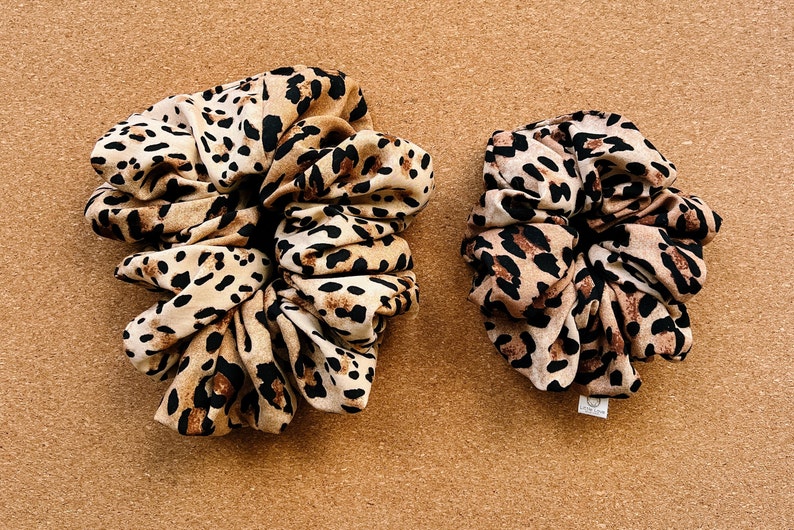 Cheetah scrunchie I XL scrunchie I gifts for her I mothers day gift leopard print scrunchie image 1