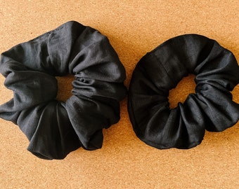 Black Linen Scrunchie | linen scrunchies | XL scrunchie | black linen scrunchie | gift's for her