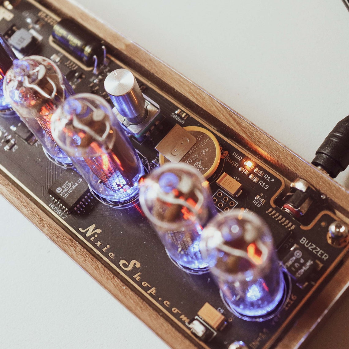 IN-14 Nixie clock in slim perforated wooden case with clear | Etsy
